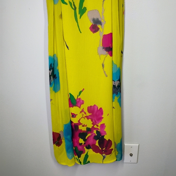 Old Navy Yellow Floral Ruffled Tie Waist Maxi Dress Spring Colorful Size Small - Picture 2 of 14